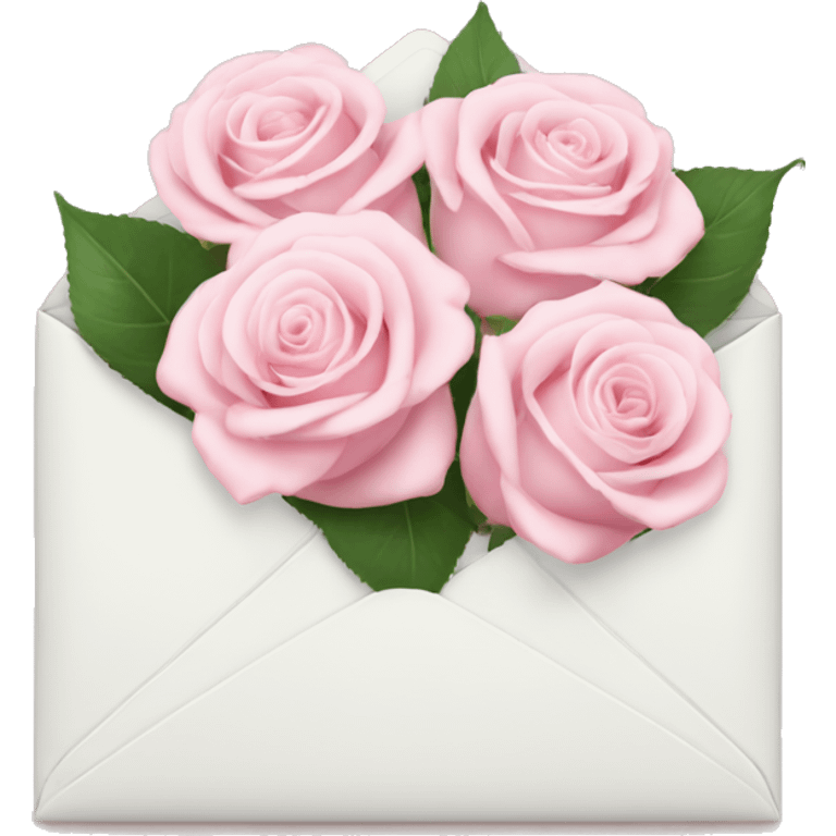 White envelope with light pink roses emoji