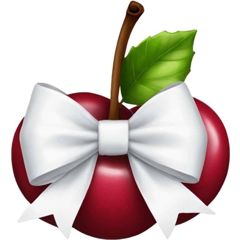 White bow with cherry emoji