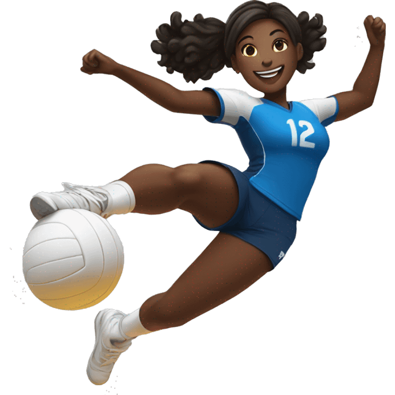 Volleyball black girl player jumping emoji