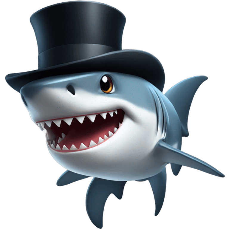 Shark with a top hat emoji