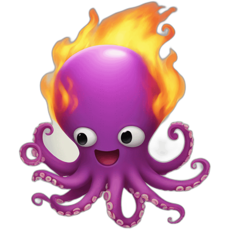 happy octopus on fire emoji