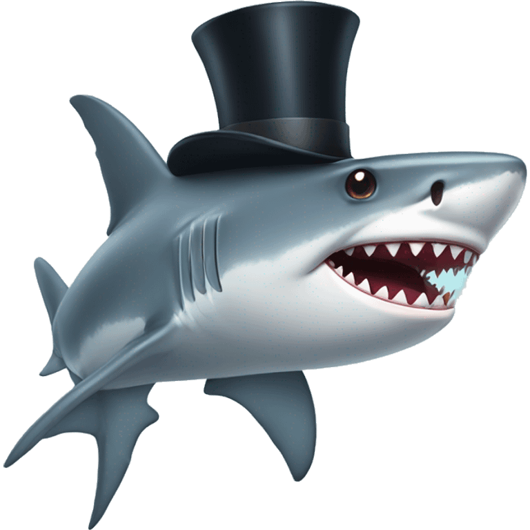 Shark with a top hat emoji