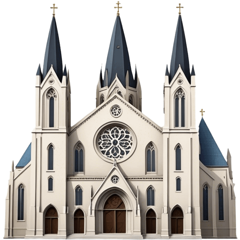 Cinematic Realistic St. Mary's Basilica Landmark Emoji, showcasing the iconic gothic church rendered with lifelike textures and soft, reverent lighting. emoji