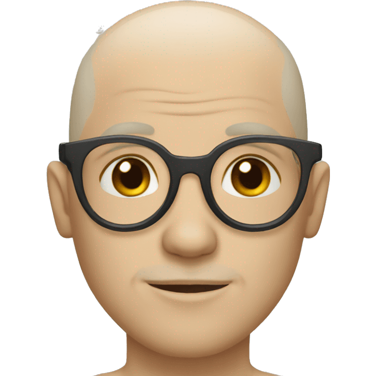 White bald person with glasses and tattoos emoji