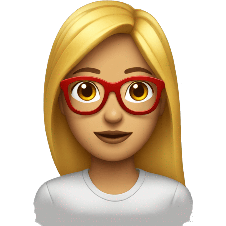 chica con pelo rojo, reflejos rojos y lentes  emoji