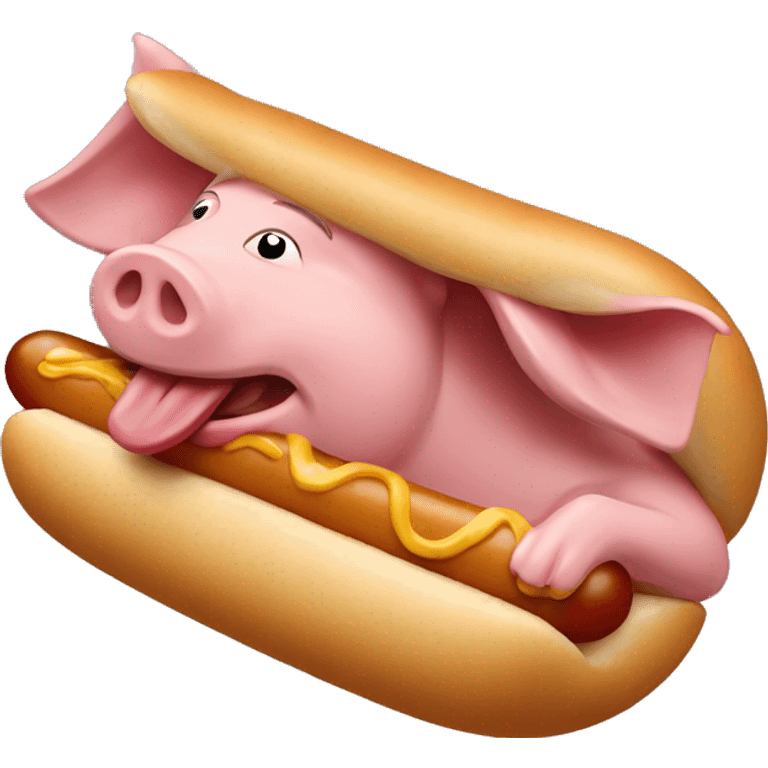 Pig eating hotdog emoji