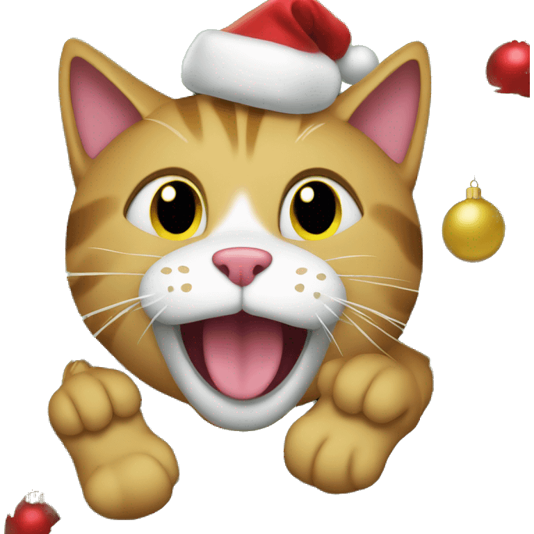 Cat stuck in christmas tree laughing emoji