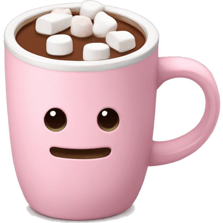 Light Pink mug of hot chocolate with marshmallows  emoji