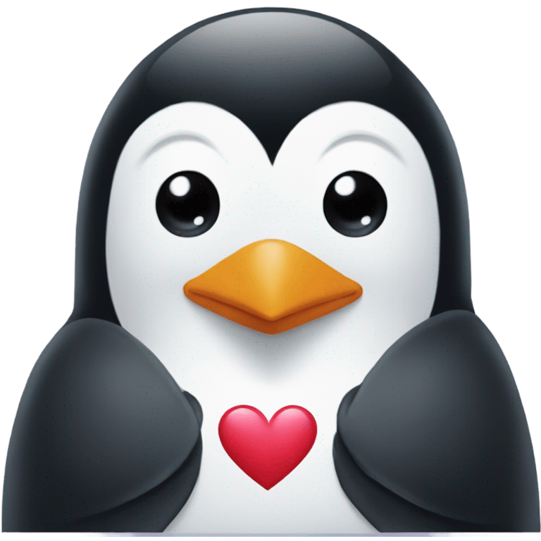 Penguin holding a heart emoji