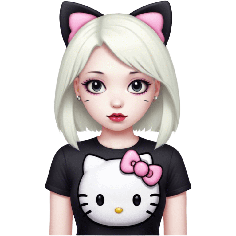 goth hello kitty woman emoji