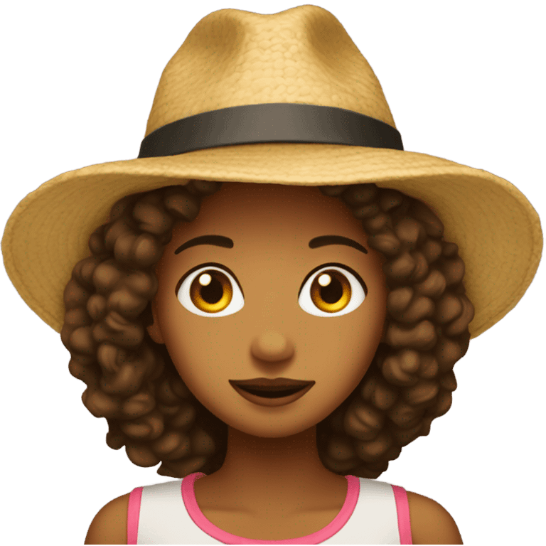 Becca wearing a hat emoji