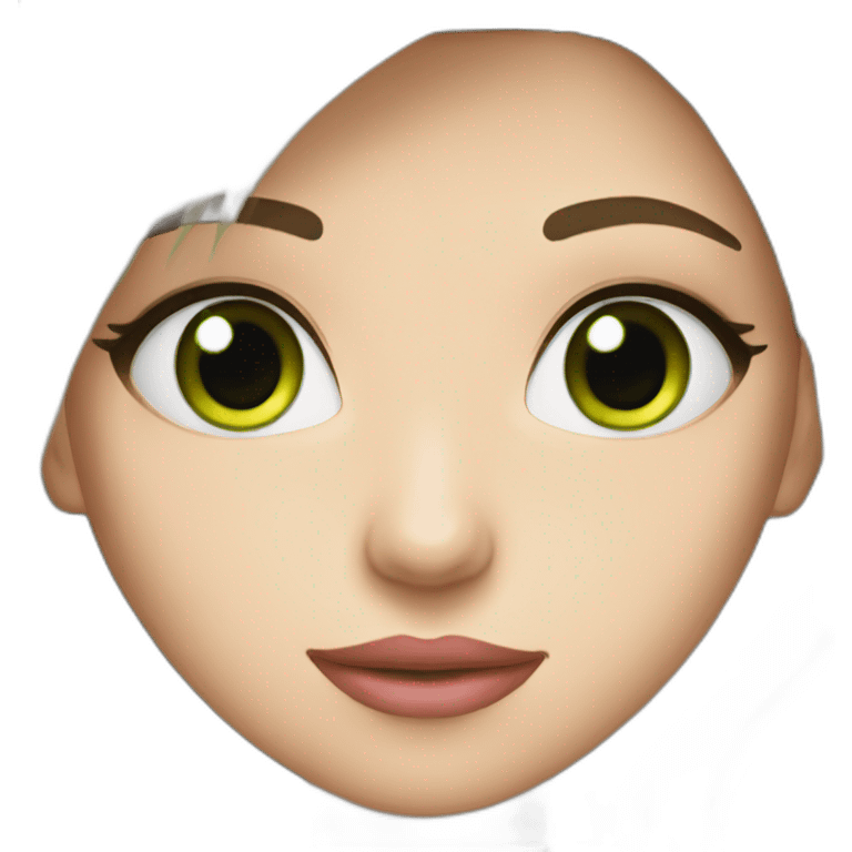 Female with green eyes, Brunette, pink lips emoji