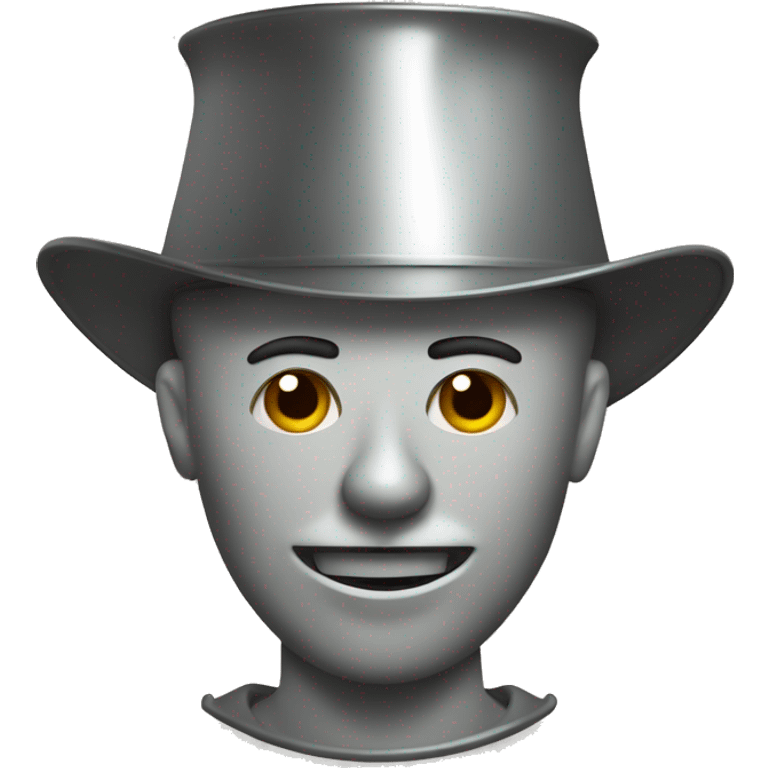 Man made of tin with axe and funnel hat emoji