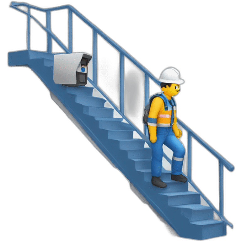 bluewroker-working-in-a-stair-with-a-monitoring-camera emoji