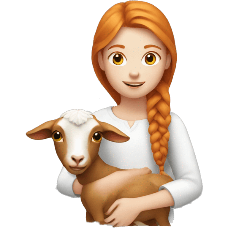 Ginger girl with a goat emoji