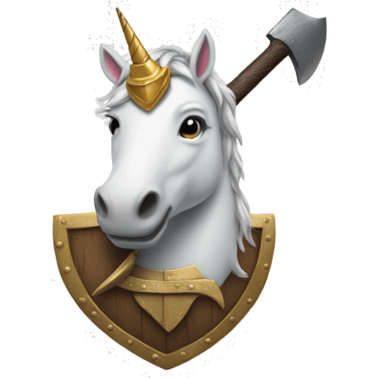 A unicorn with an axe and crown emoji