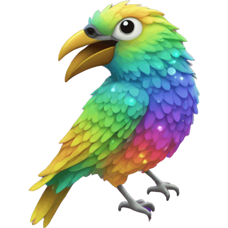 Animal bird, rainbow, colorful, neon, glitter  emoji