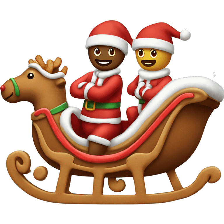 Gingerbread man in Santa sleigh ￼ emoji