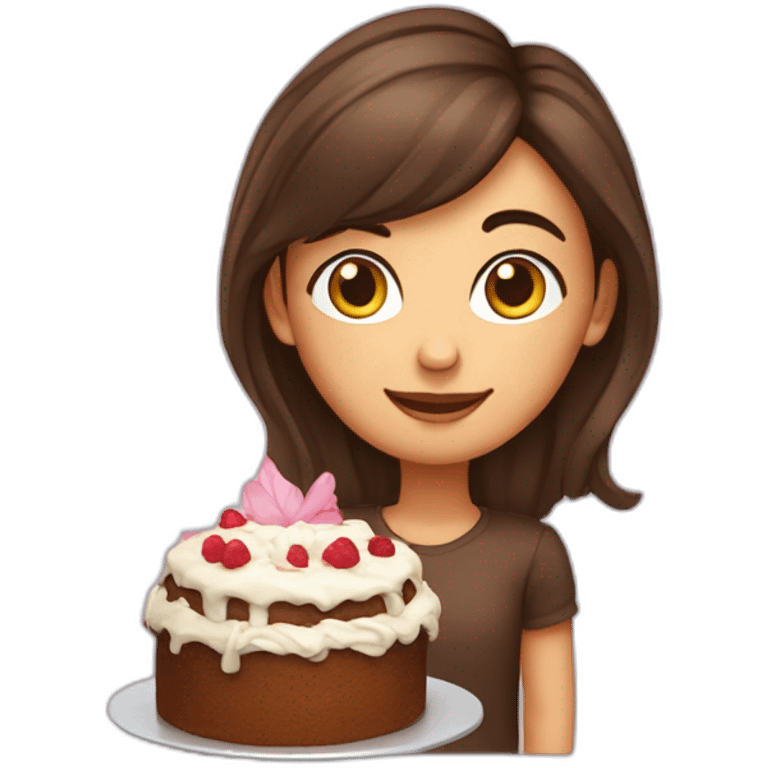 Un gâteau avec une fille brune emoji