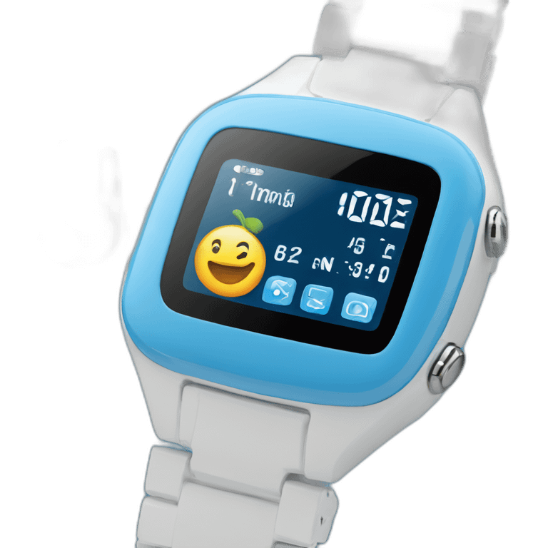 blue colour digital wristwatch emoji