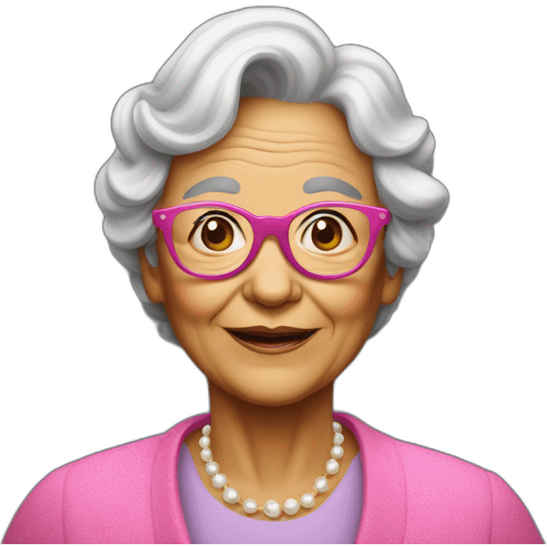 Grand ma with pink glasses emoji