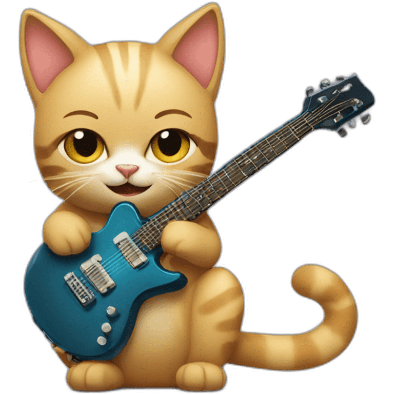 cat with electro guitar  emoji