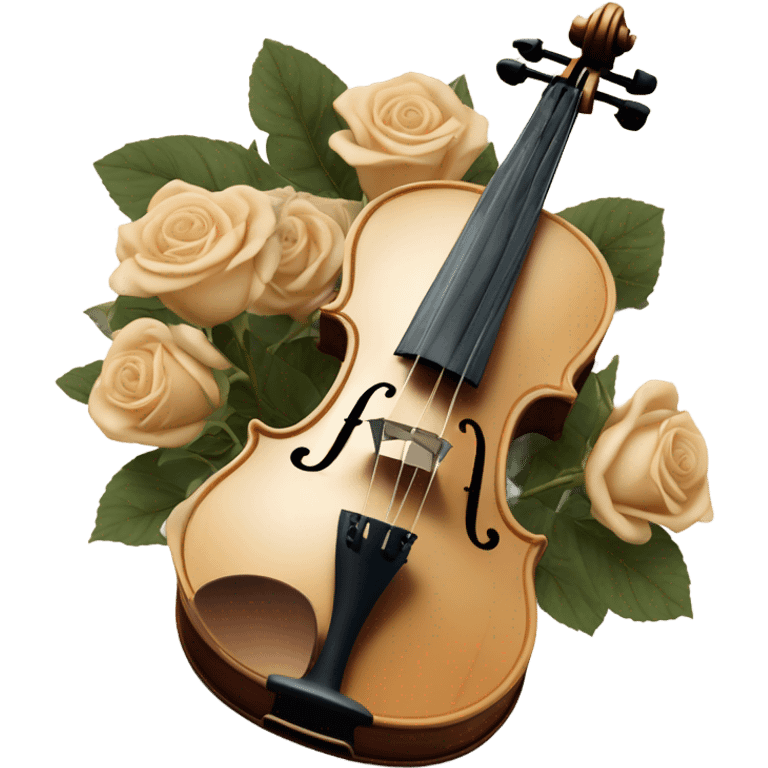 vintage violin and beige roses emoji