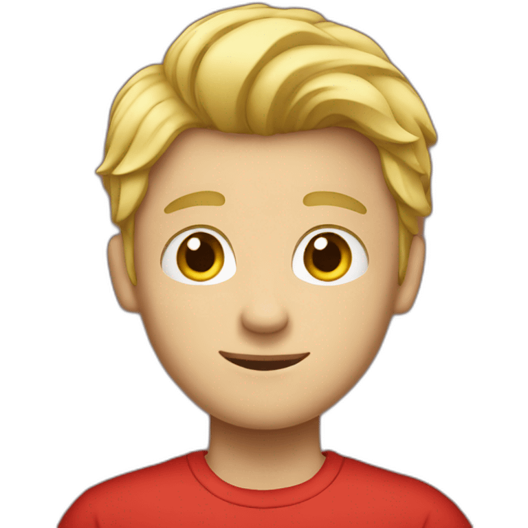 blond teenage boy with red shirt emoji