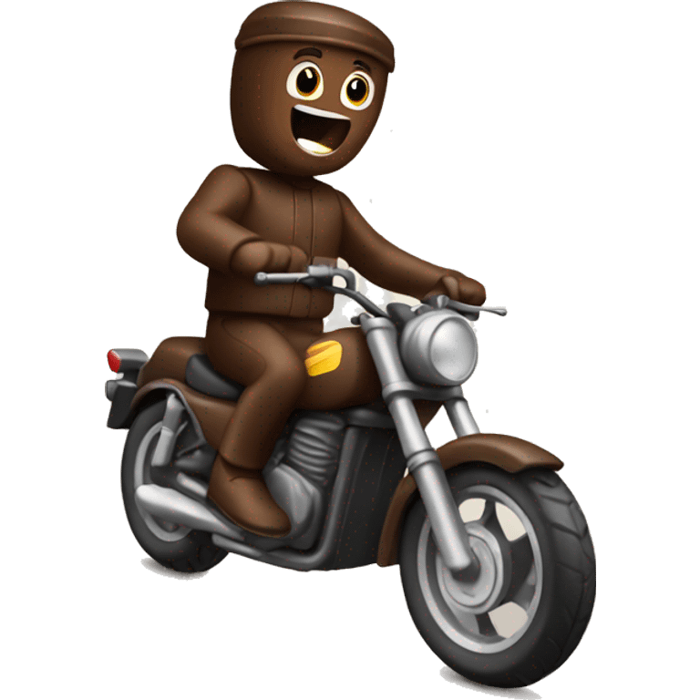 A Chocolate Bar driving a Motorbike emoji