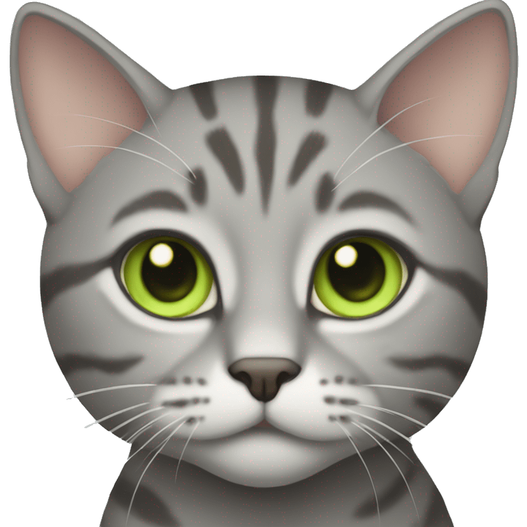 grey tabby cat with light green eyes emoji