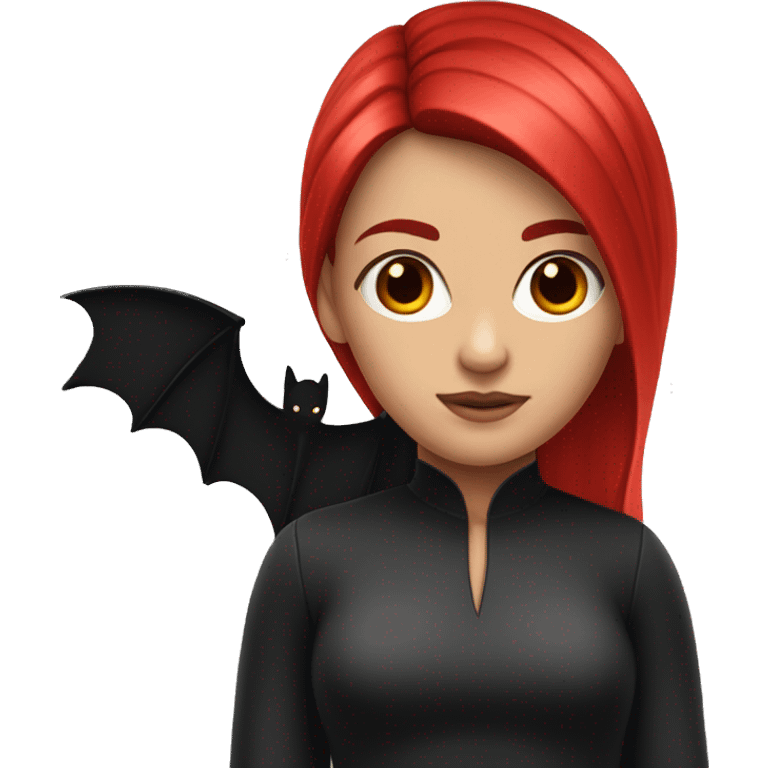 girl split red and black hair, bat red max emoji