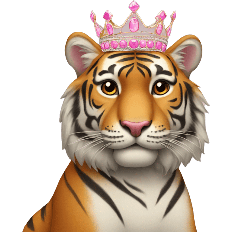 tiger with a pink tiara emoji