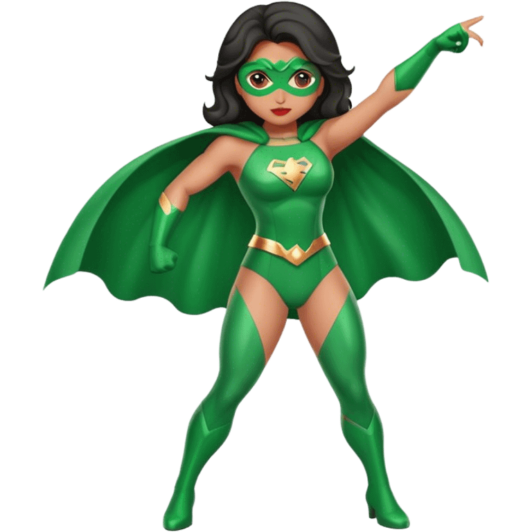 Latino woman superhero in green  emoji