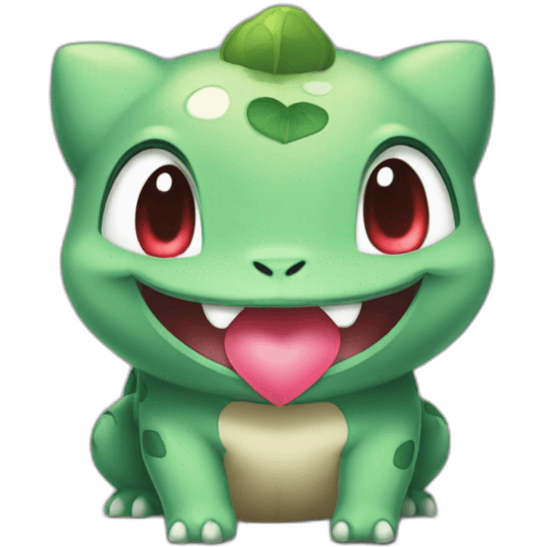 happy Bulbasaur with heart emoji