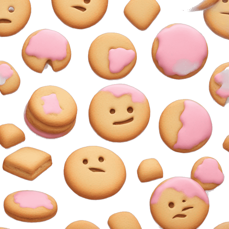 A single pink biscuit on a white background emoji