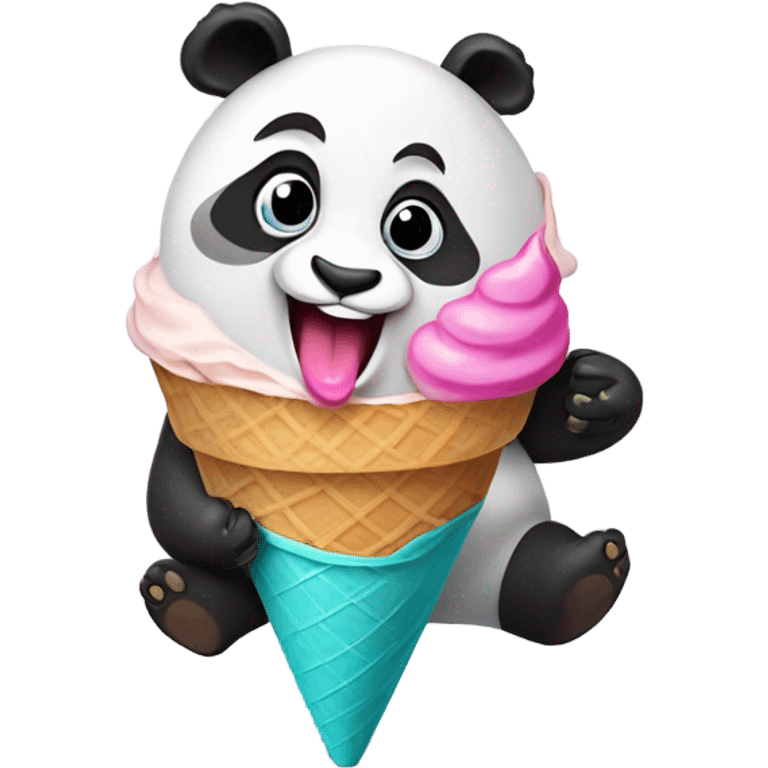 Panda eating ice cream emoji