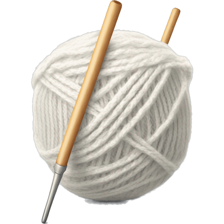  A pair of knitting needles in a ball of white yarn. emoji