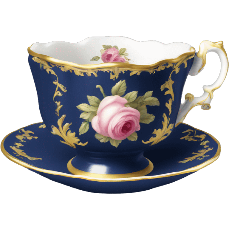 Rococo navy blue tea cup  emoji