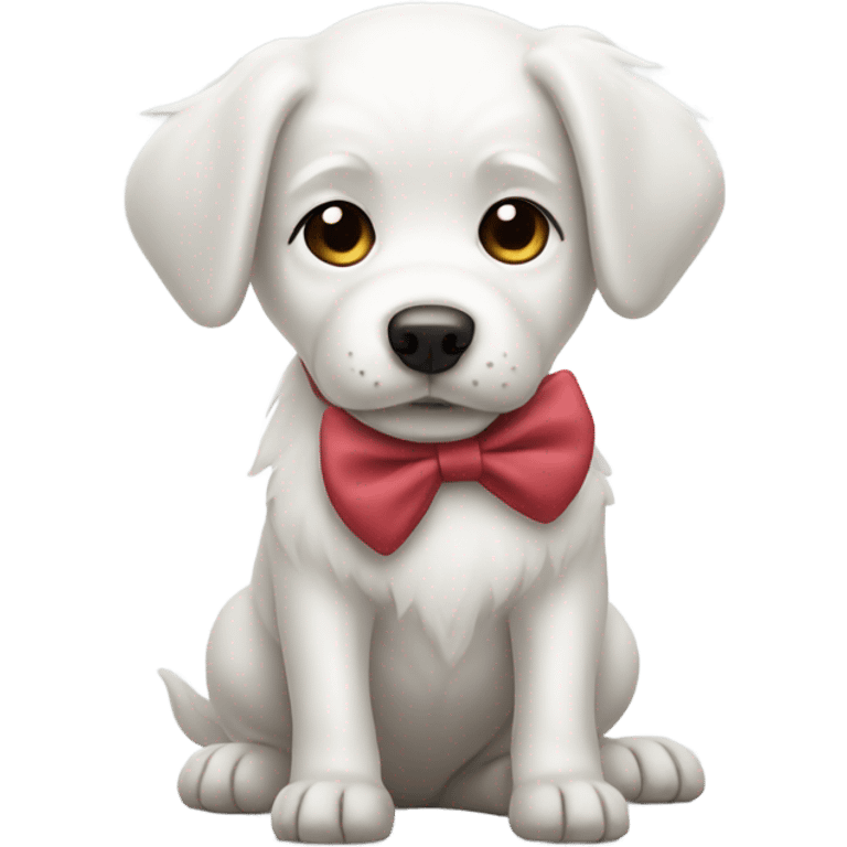 White dog with a bow on head emoji