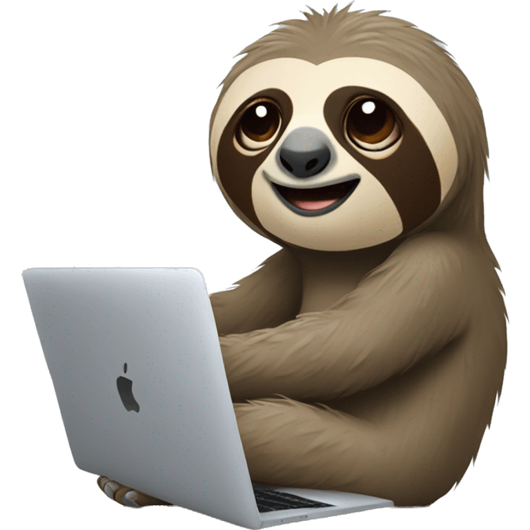 Sloth working on a macbook emoji