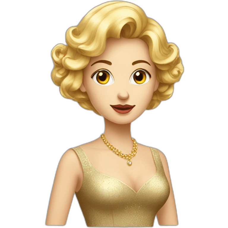 elegant lady dressed in a luxurious attire and her top written GOLDEN emoji