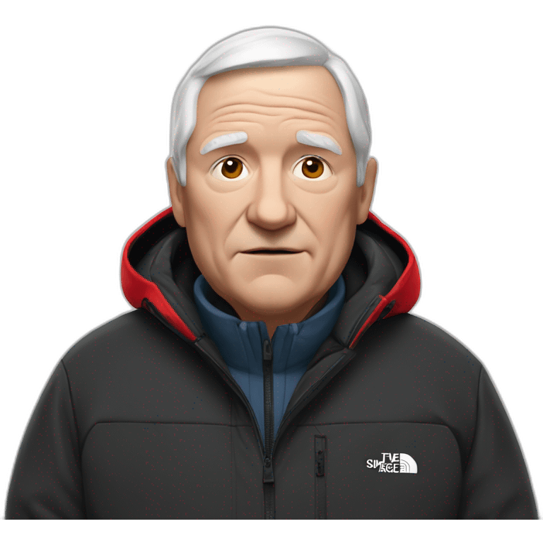 old white man overweight with black and red supreme north face jacket emoji