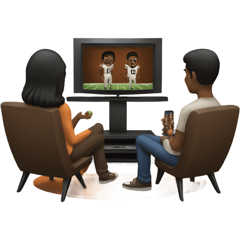 Two dark hair people watching a The Browns play on tv emoji