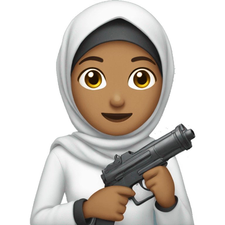 hijabi holding a water gun emoji