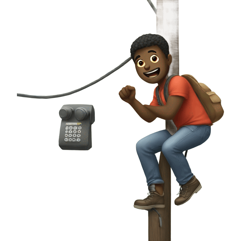 Black guy climbing a telephone pole  emoji