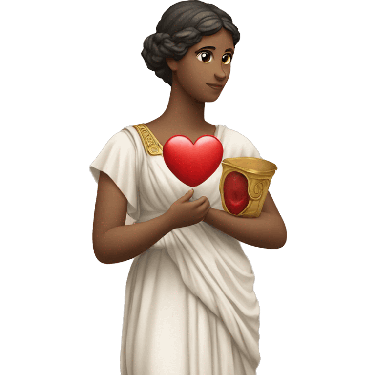 Greek Sappho holds a heart in her hand emoji