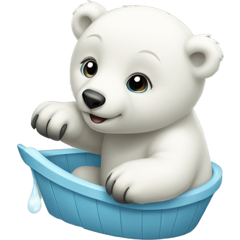  a baby polar bear playing on a swi emoji