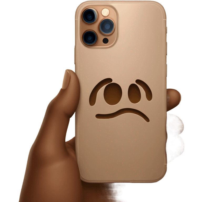 iphone 16 pro in brown hand emoji