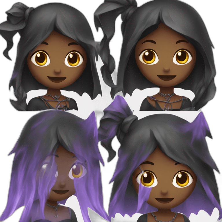 two girls with witch costume and chained ghost spirit costume emoji