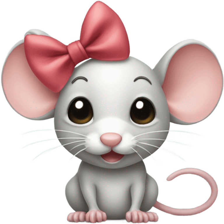 Mouse with bow emoji